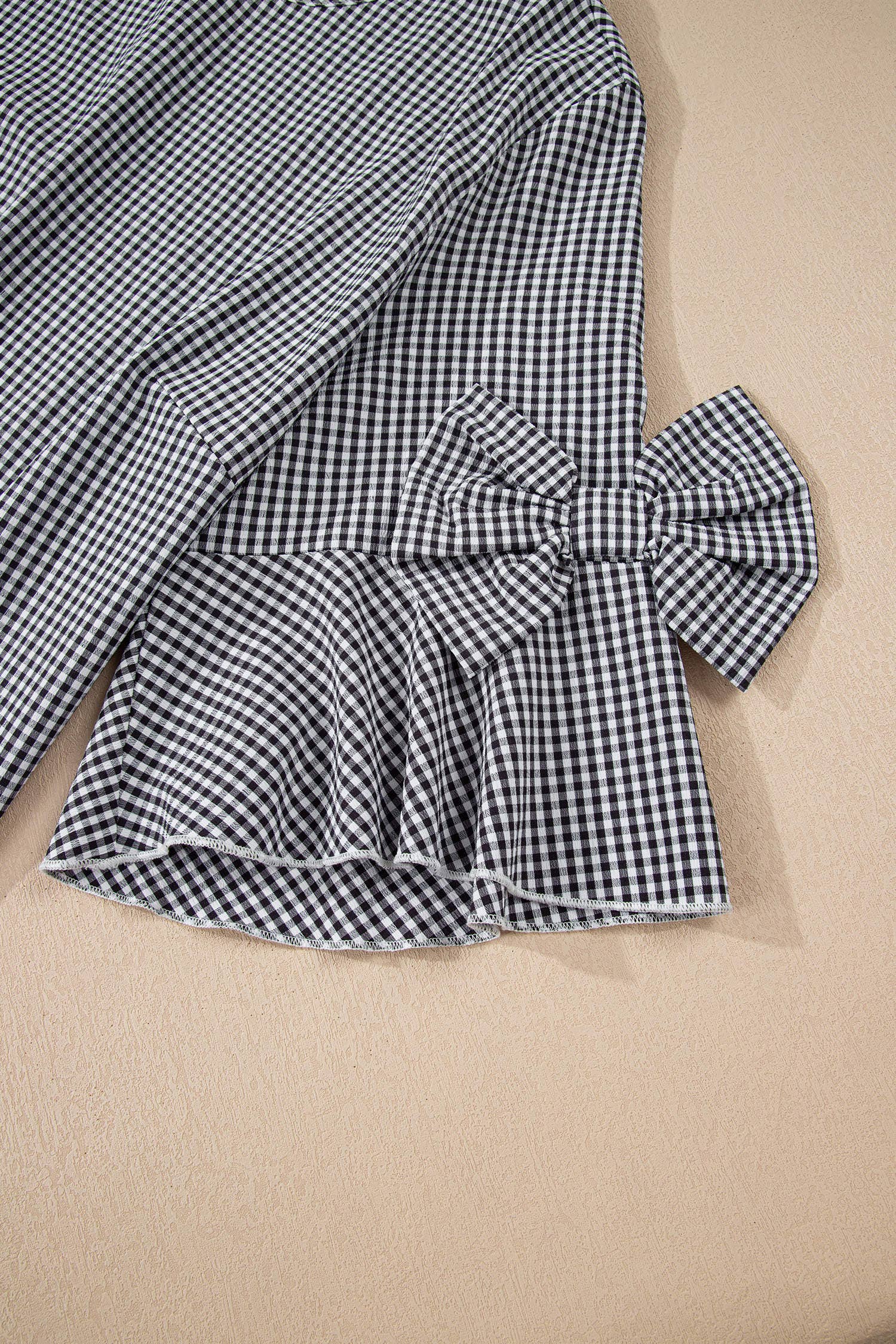 Plus Size Plaid Bow Bell Sleeve Round Neck Jumper (S-4X)