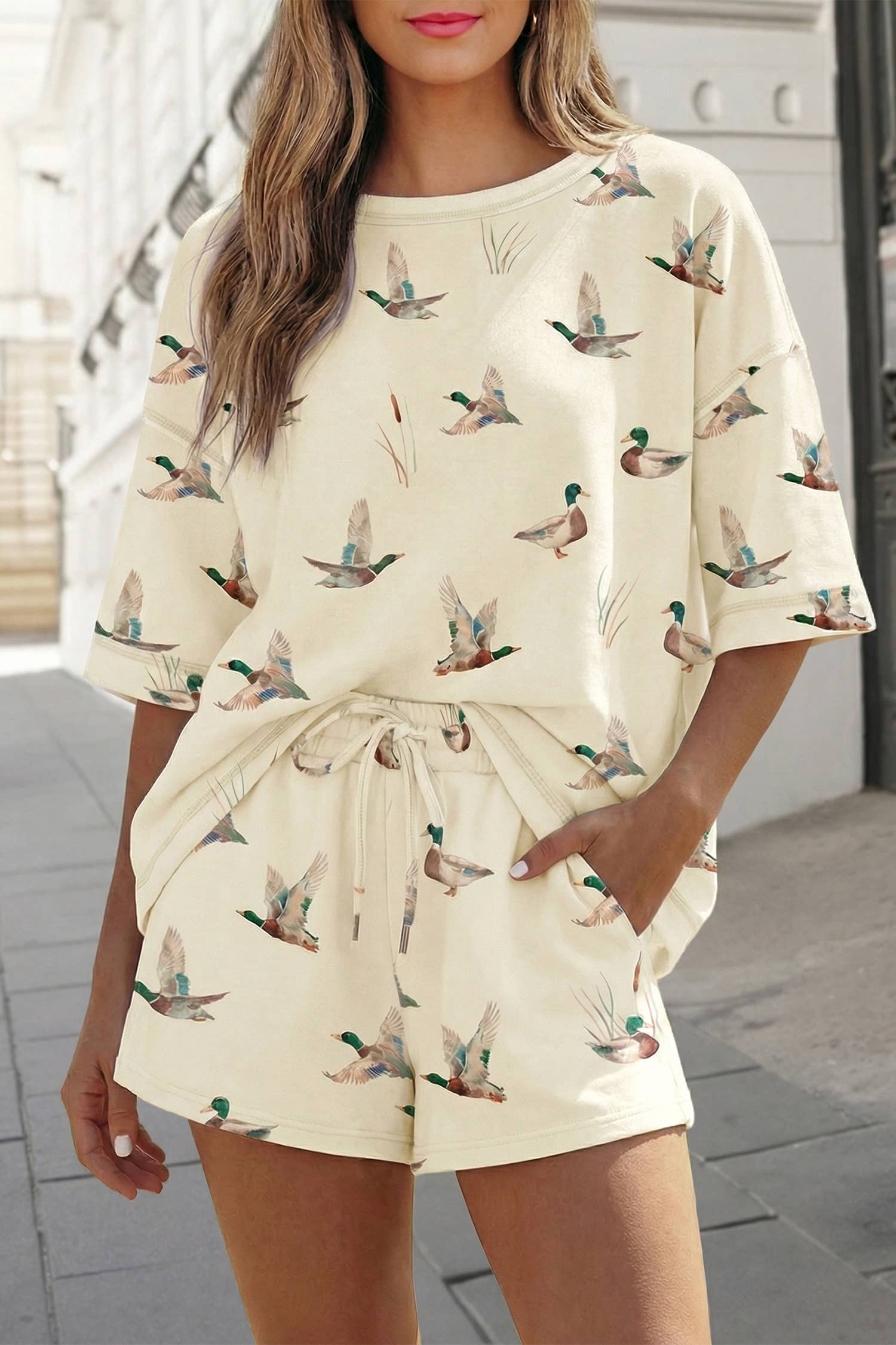 Mallard Duck Drawstring Two-Piece Short Set