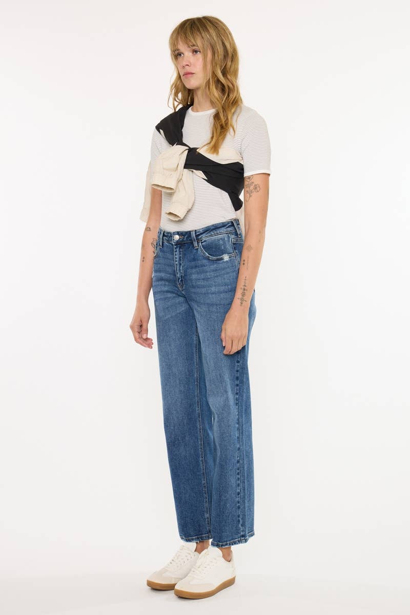 Kan Can Dark Wash Low Slung Baggy Straight Jean