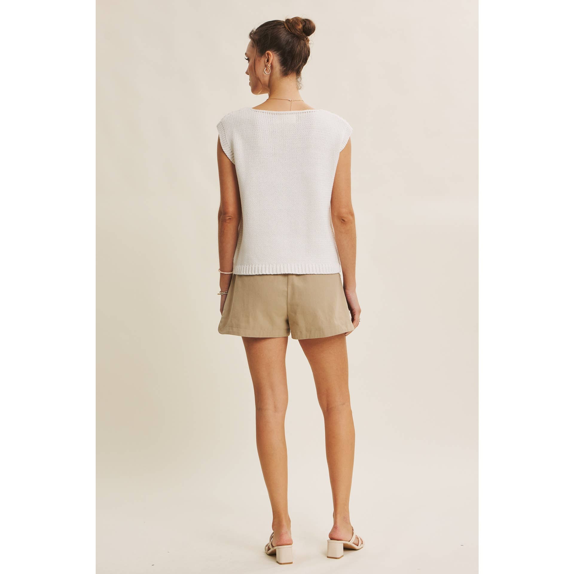 WEEKEND IN TUSCANY TIMELESS OPEN-KNIT FRONT YOKE SWEATER