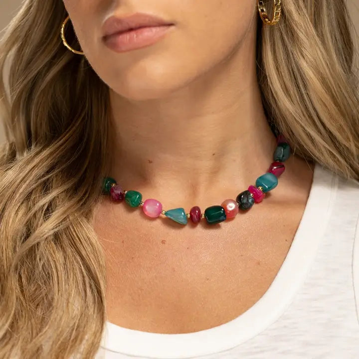 Bold Tumbled Stones Statement Necklace