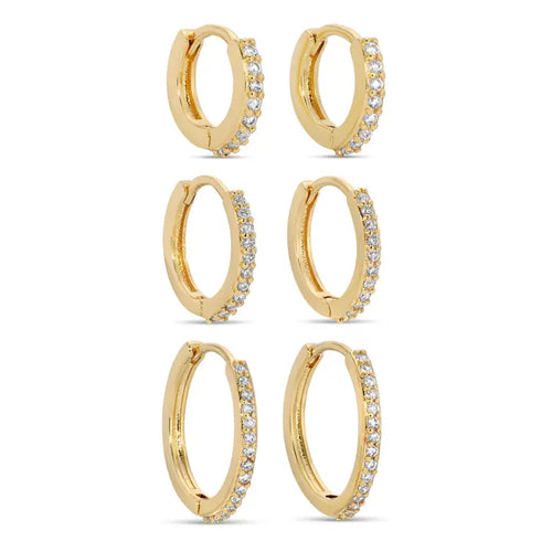 Combo 3, Delicate Pavé Huggies
