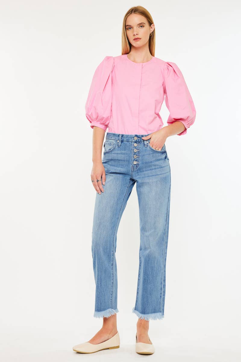 Kan Can Light Wash High Rise Straight Jean