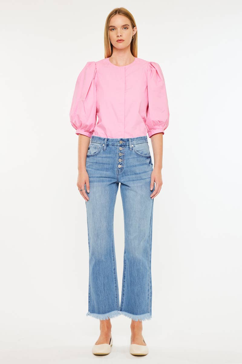 Kan Can Light Wash High Rise Straight Jean