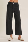 SEASONLESS STRETCHY COTTON LINEN ANKLE PANTS WITH POCKETS