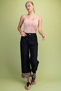 Leopard Cuffed Ankle Cropped Pants