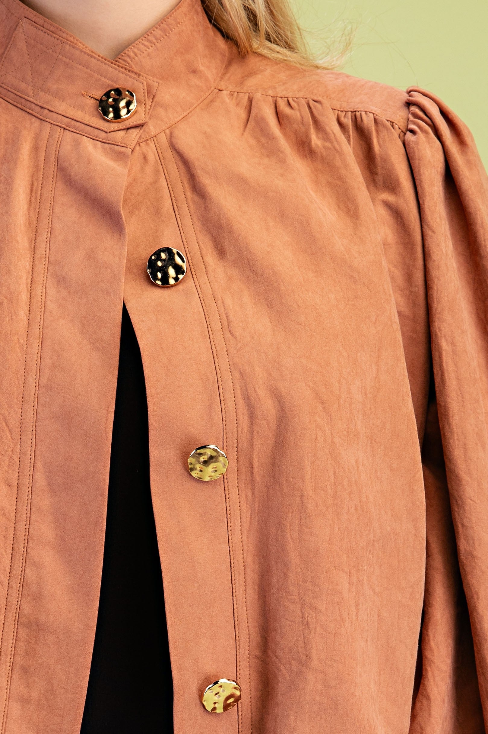 Bubble Hem Funnel Neck Jacket