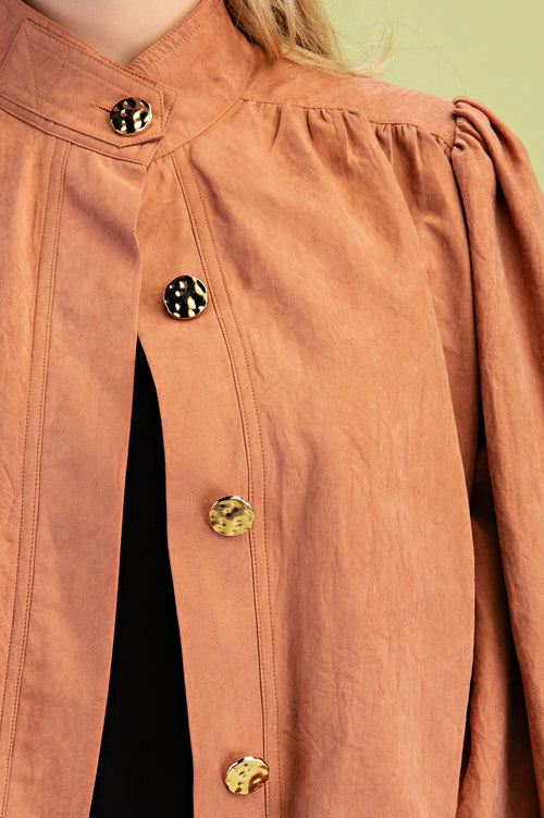 Bubble Hem Funnel Neck Jacket