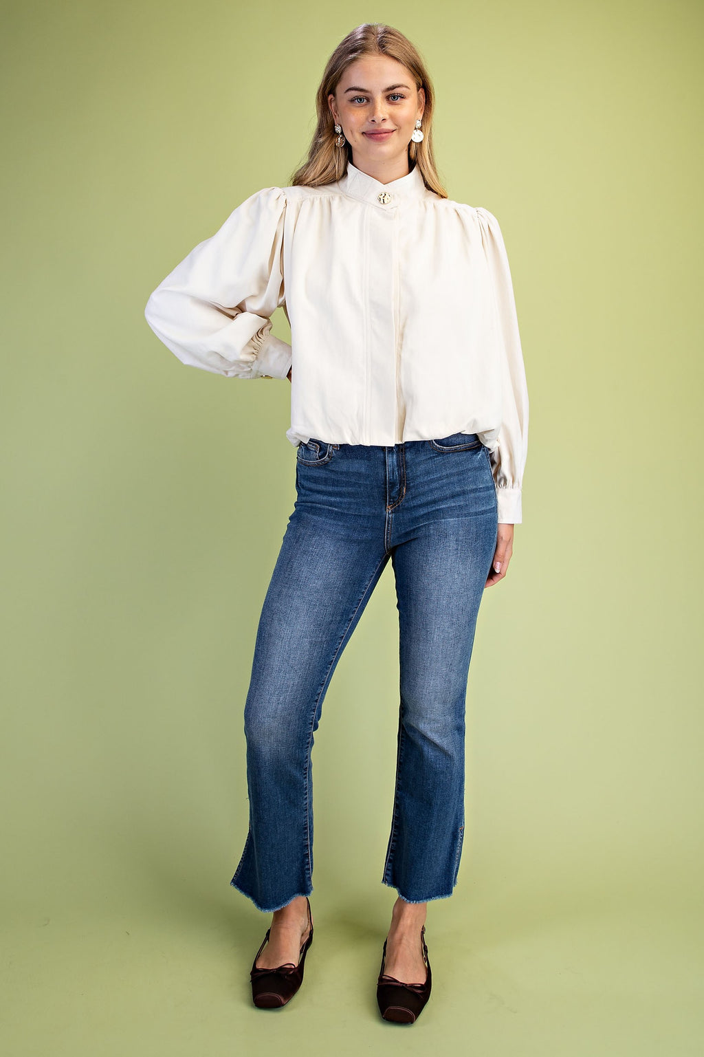 Bubble Hem Funnel Neck Jacket