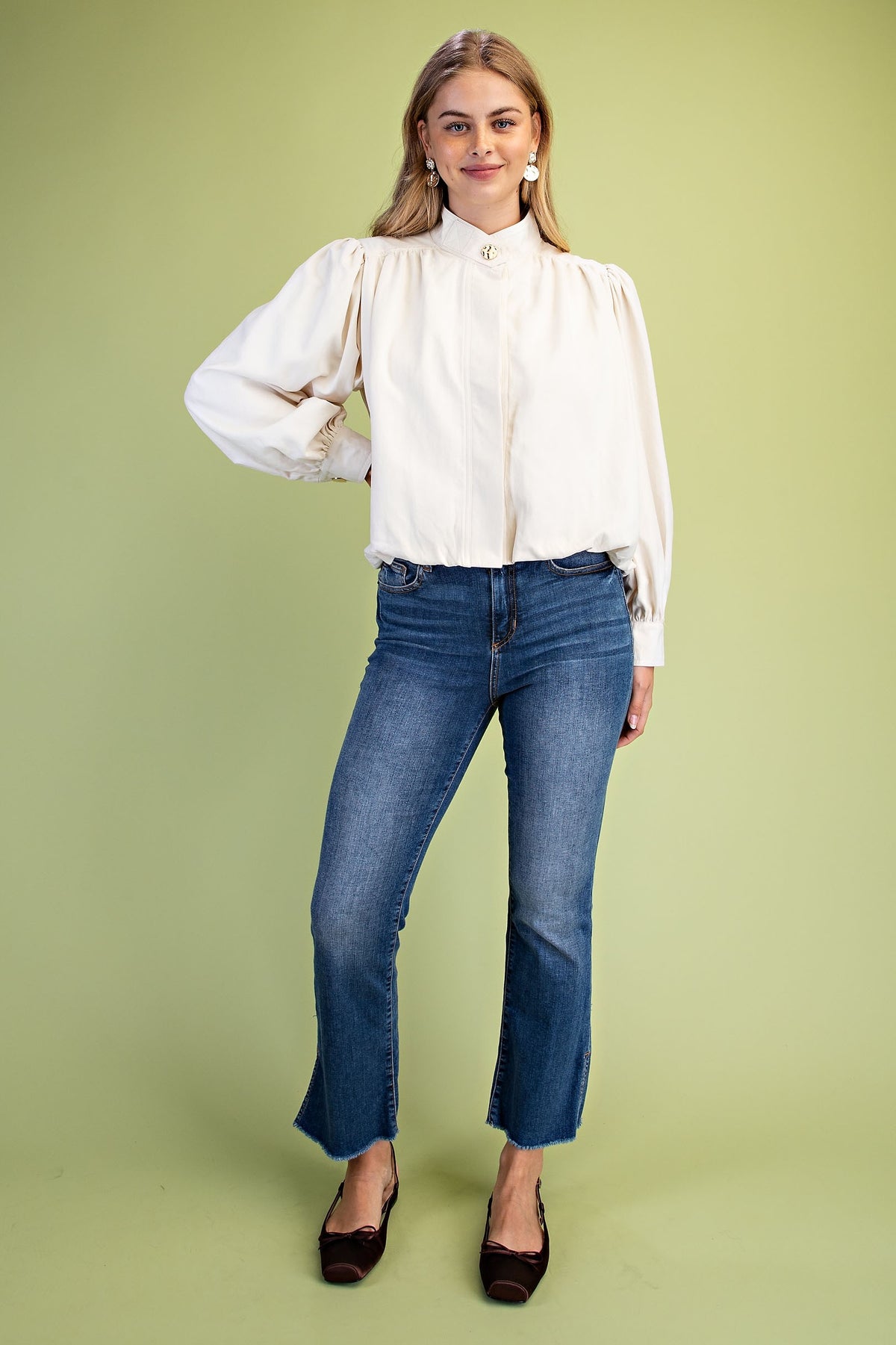 Bubble Hem Funnel Neck Jacket