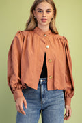Bubble Hem Funnel Neck Jacket