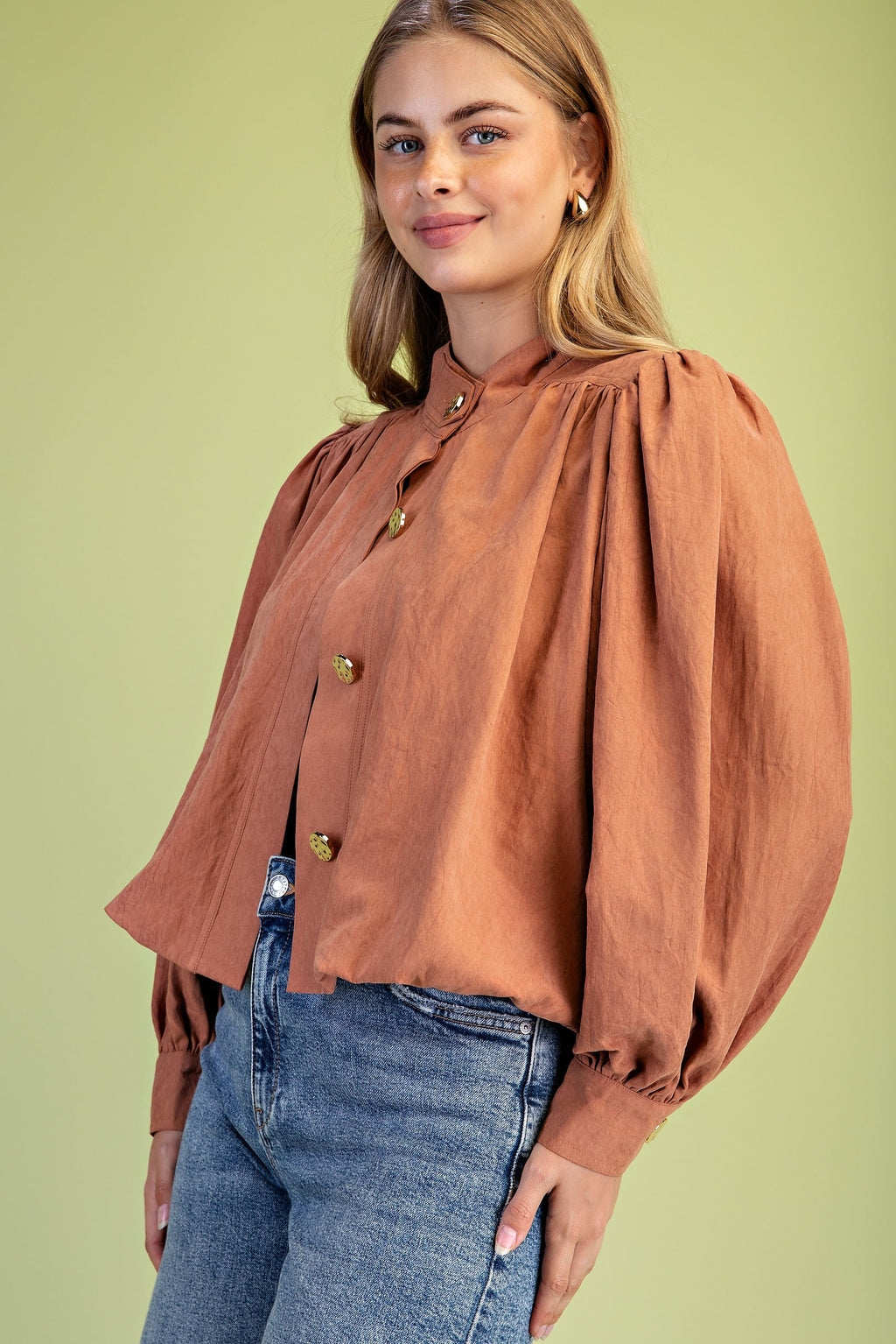 Bubble Hem Funnel Neck Jacket