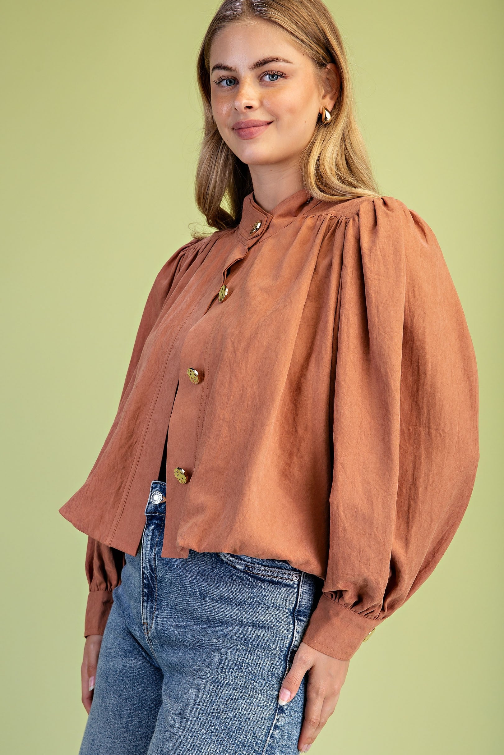 Bubble Hem Funnel Neck Jacket