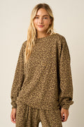 Leopard Print Oversized Long Sleeve Sweatshirt