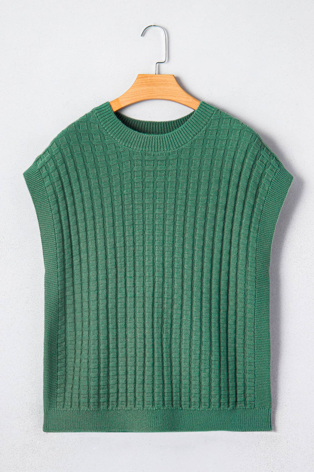 Textured Short Sleeve Round Neck Sweater