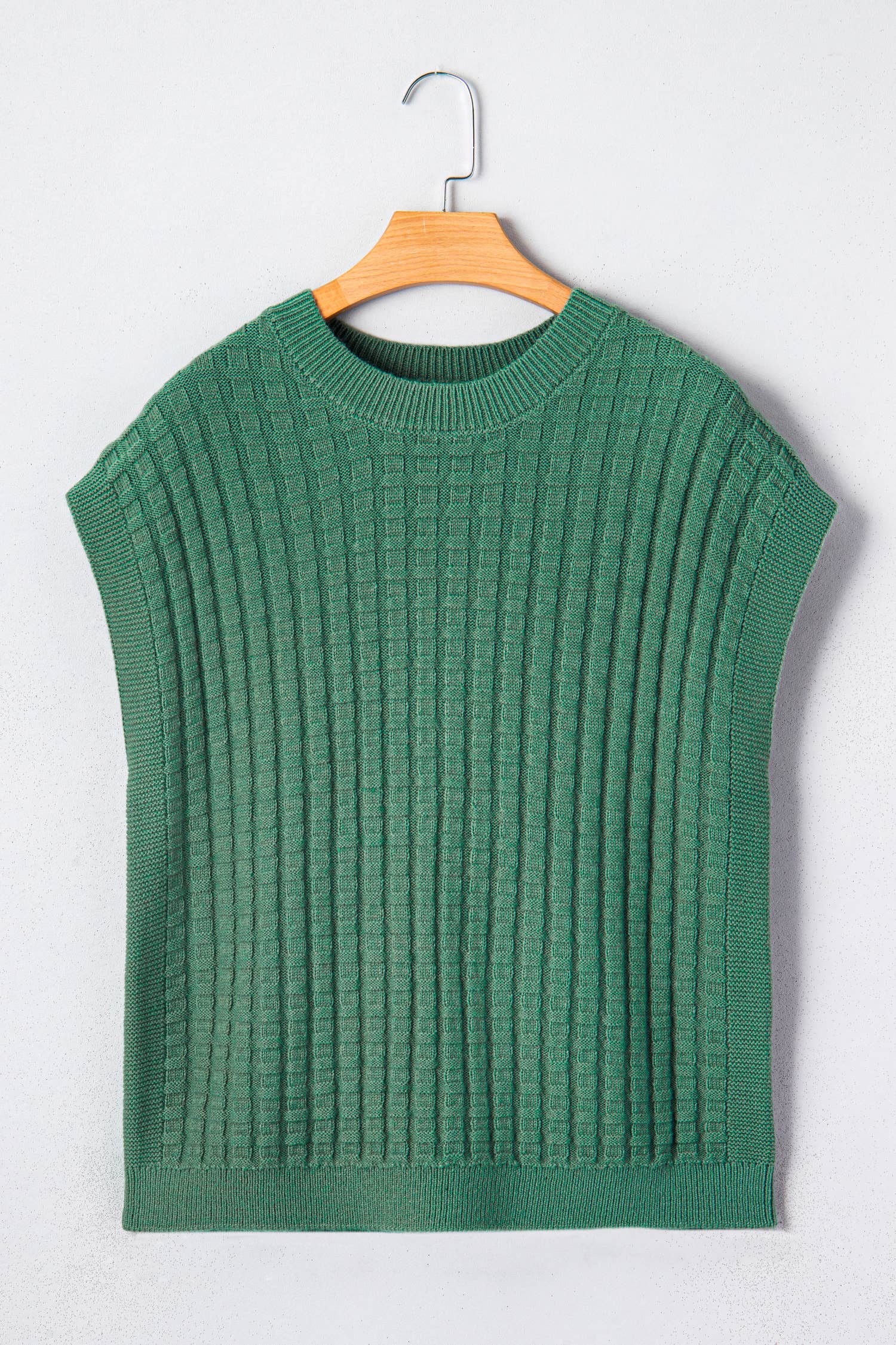Textured Short Sleeve Round Neck Sweater