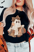 Halloween Ghost Appliqué Graphic T-Shirt (S-3XL)