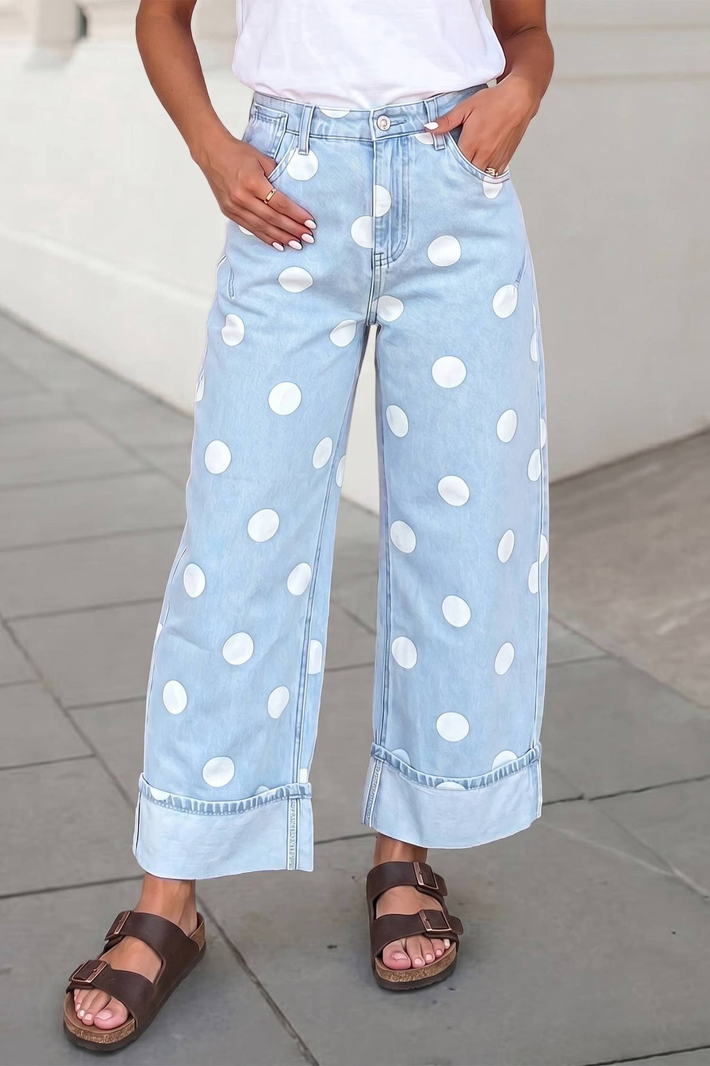 Casual Polka Dot Ankle Length Regular Jeans |4-16