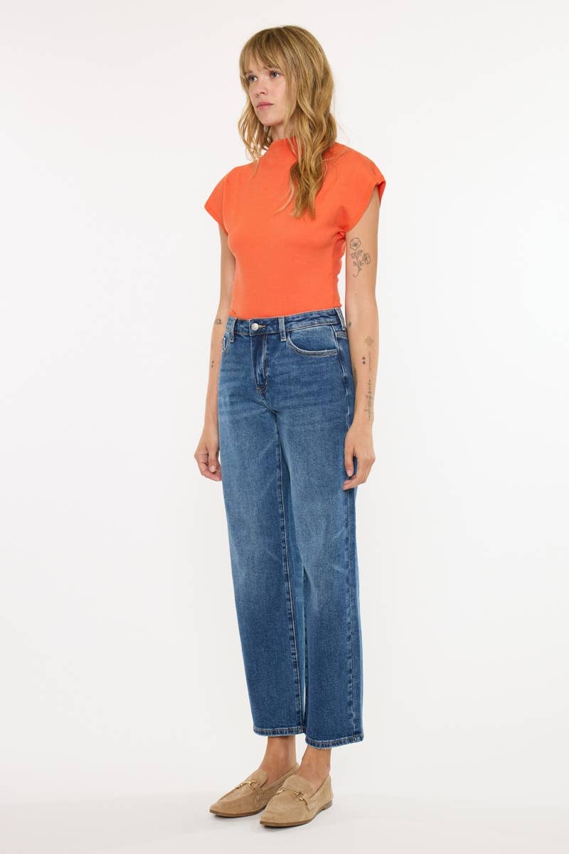 Kan Can Dark Wash Low Slung Baggy Straight Jean - Comfort Stretch