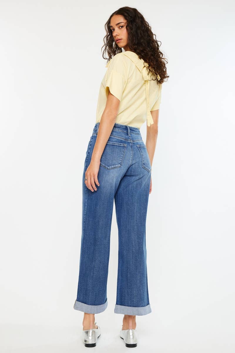 Kan Can Dark Wash High Rise Wide Leg Jean