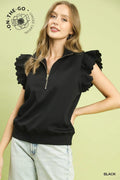 Luxecotton Ruffled Zip-Up Sweatshirt