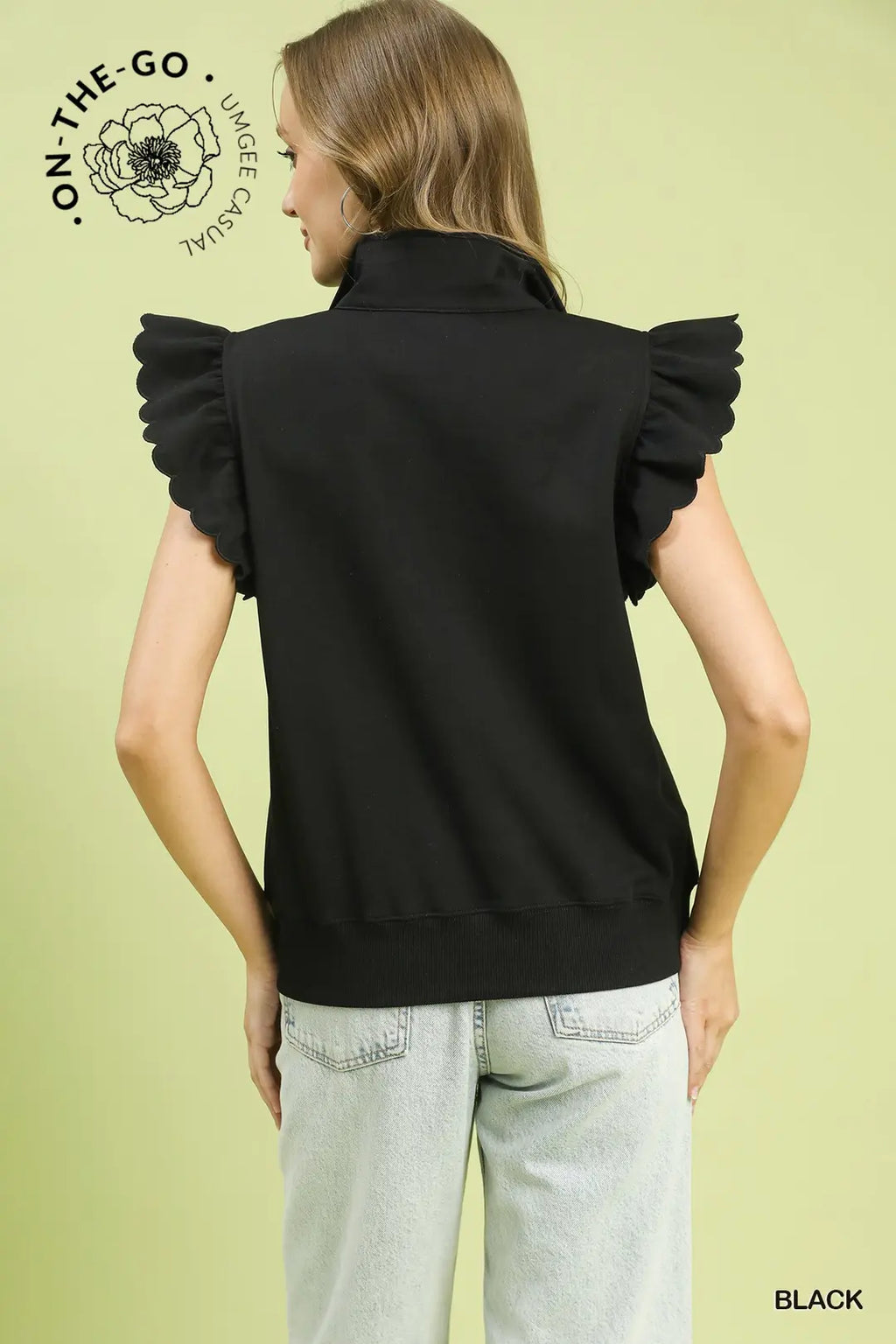 Luxecotton Ruffled Zip-Up Sweatshirt