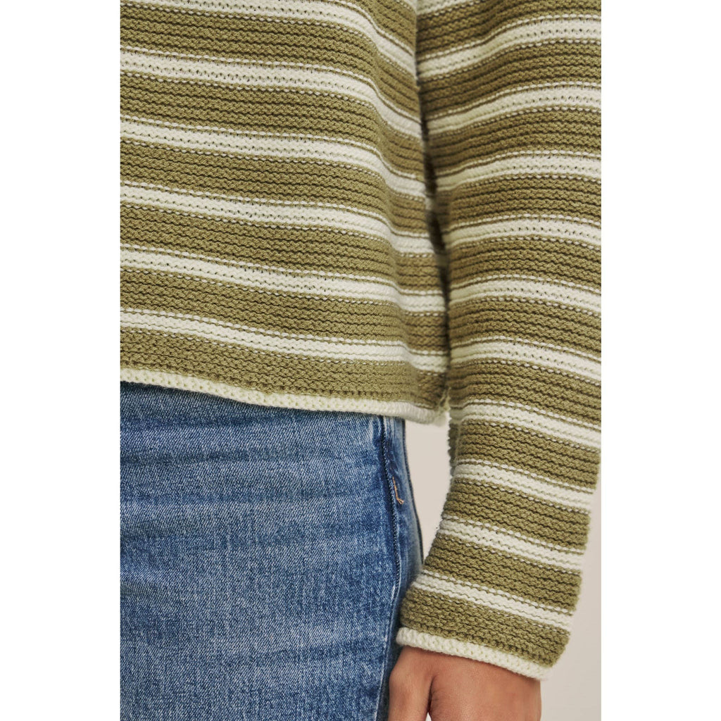 COZY CABIN CONTRAST STRIPE RELAXED SWEATER TOP