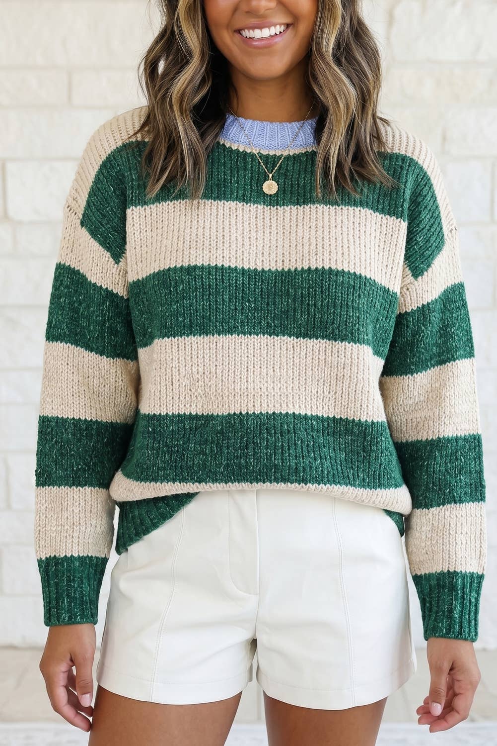 Striped Colorblock Drop Shoulder Pullover Sweater