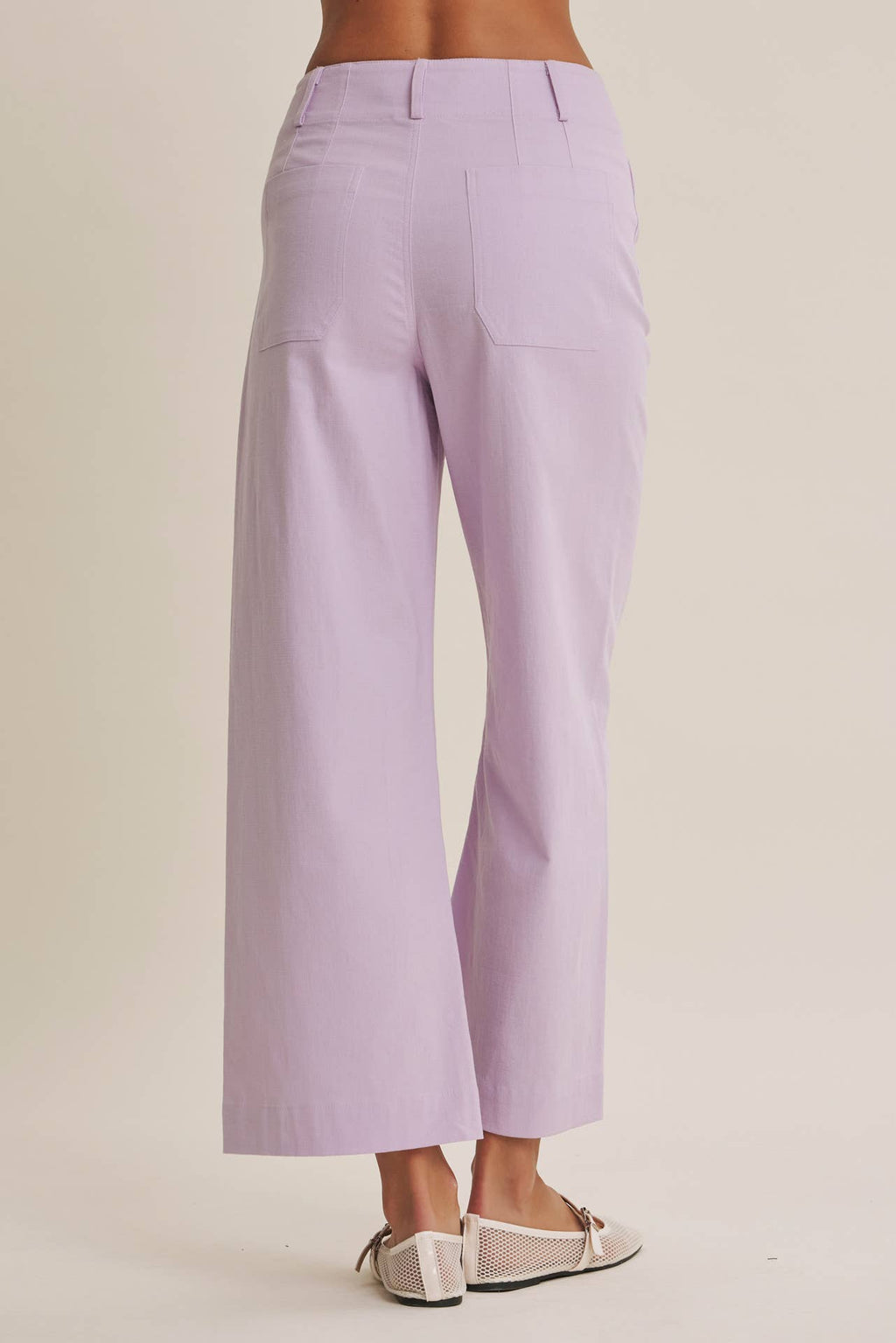 SEASONLESS STRETCHY COTTON LINEN ANKLE PANTS WITH POCKETS