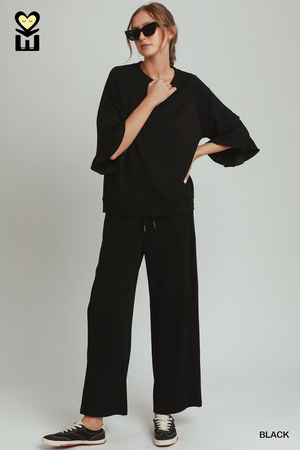 Select Luxeknit Round Neck Ruffle Tier Raglan Sleeve Top