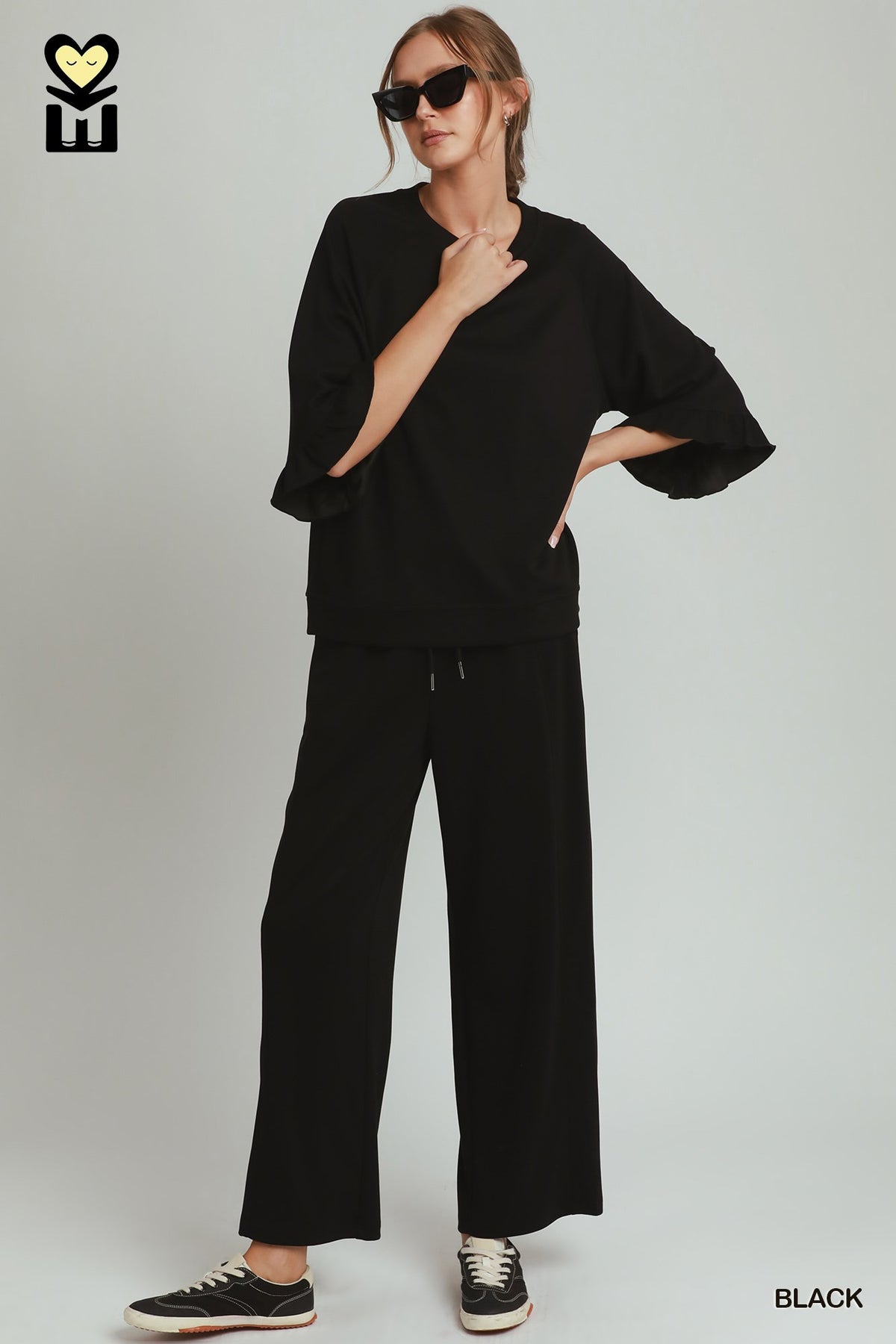 Select Luxeknit Round Neck Ruffle Tier Raglan Sleeve Top