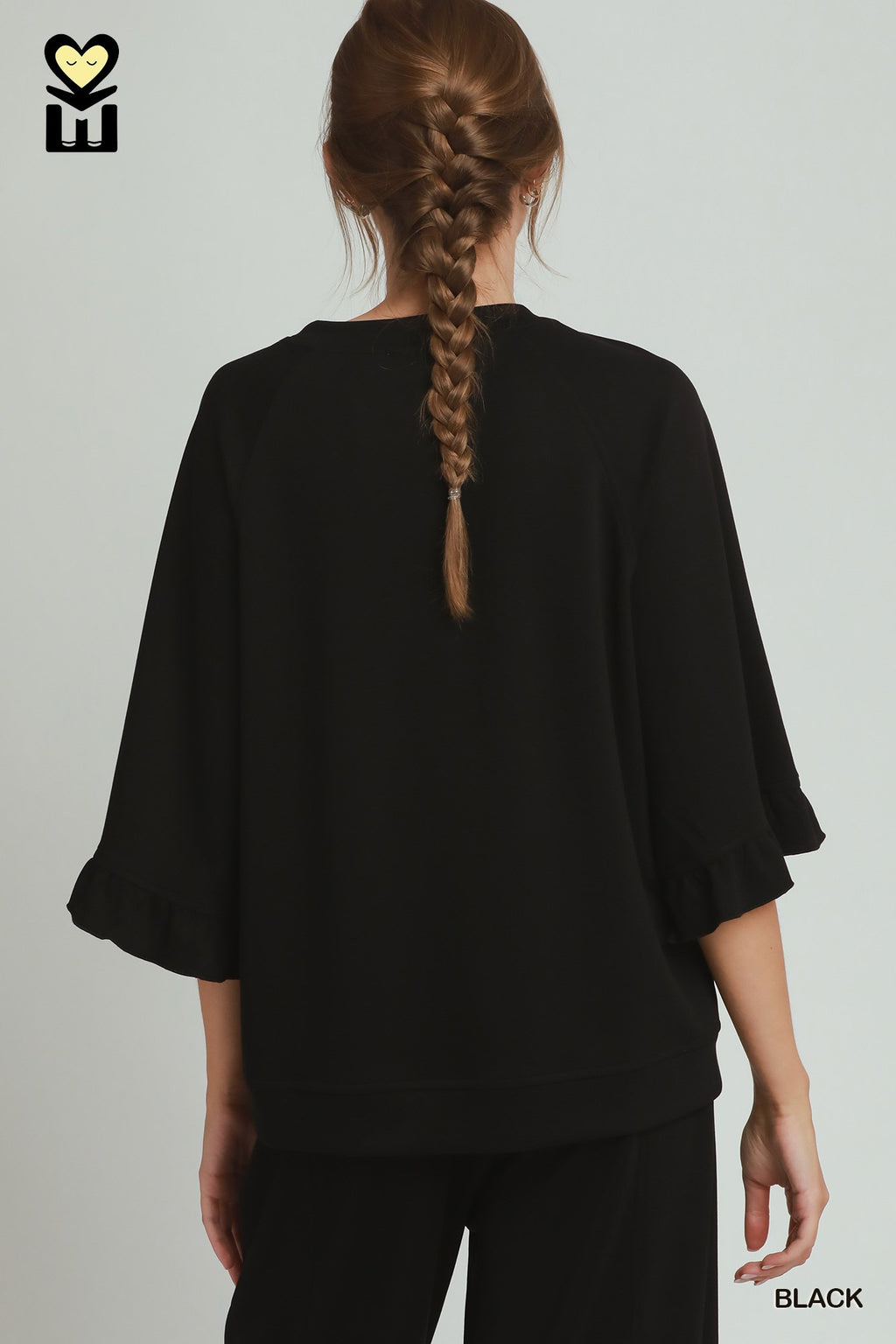Select Luxeknit Round Neck Ruffle Tier Raglan Sleeve Top