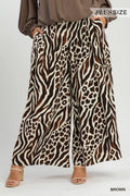 Plus Size Mixed Animal Print Wide Leg Pants