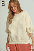 Confetti Quilted 3/4 Sleeve Pullover