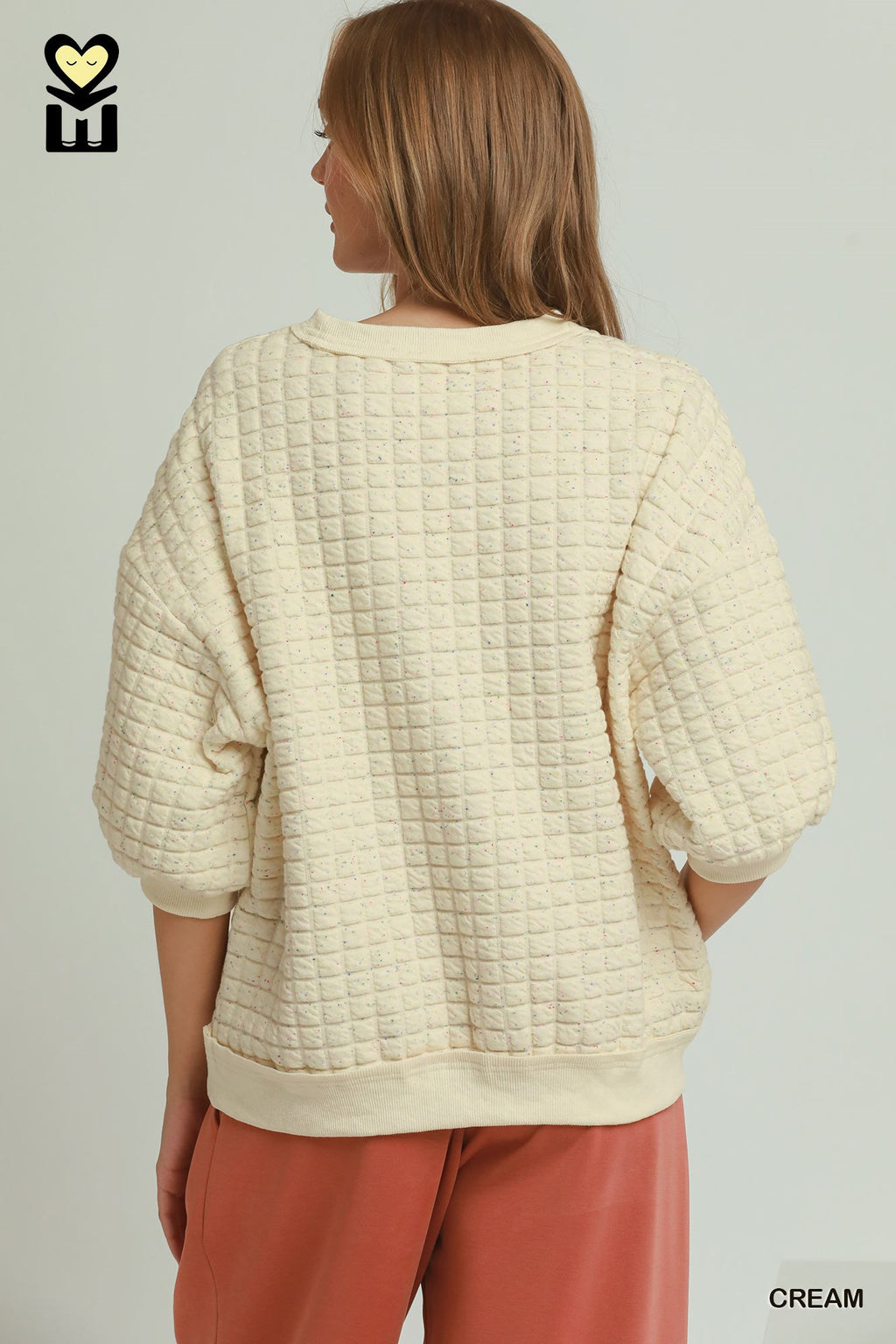 Confetti Quilted 3/4 Sleeve Pullover