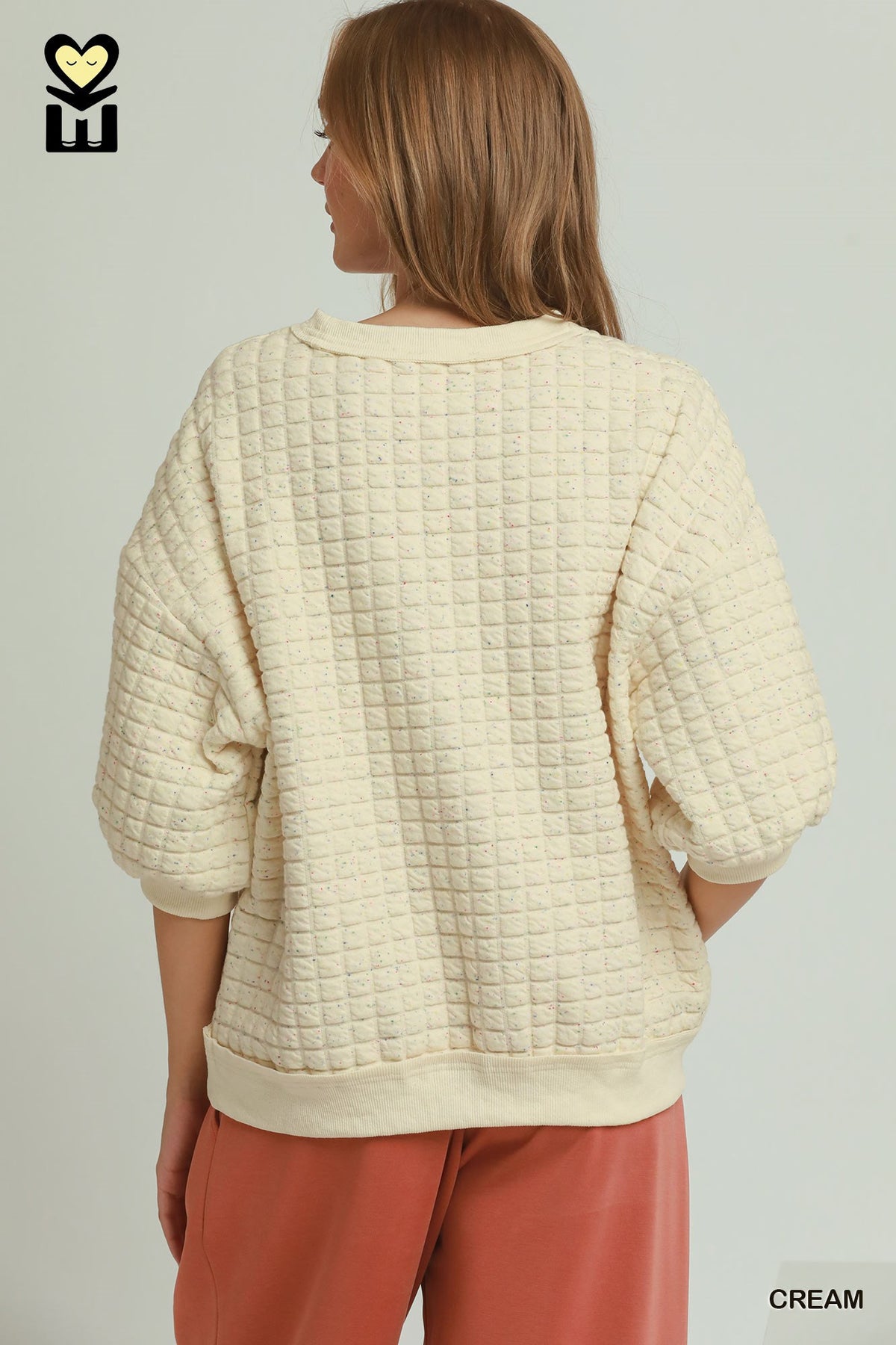 Confetti Quilted 3/4 Sleeve Pullover