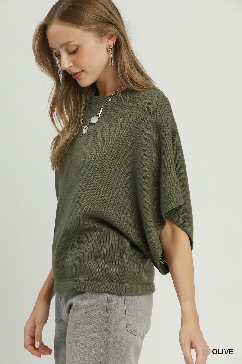 Oversized Short-Sleeve Poncho Sweater