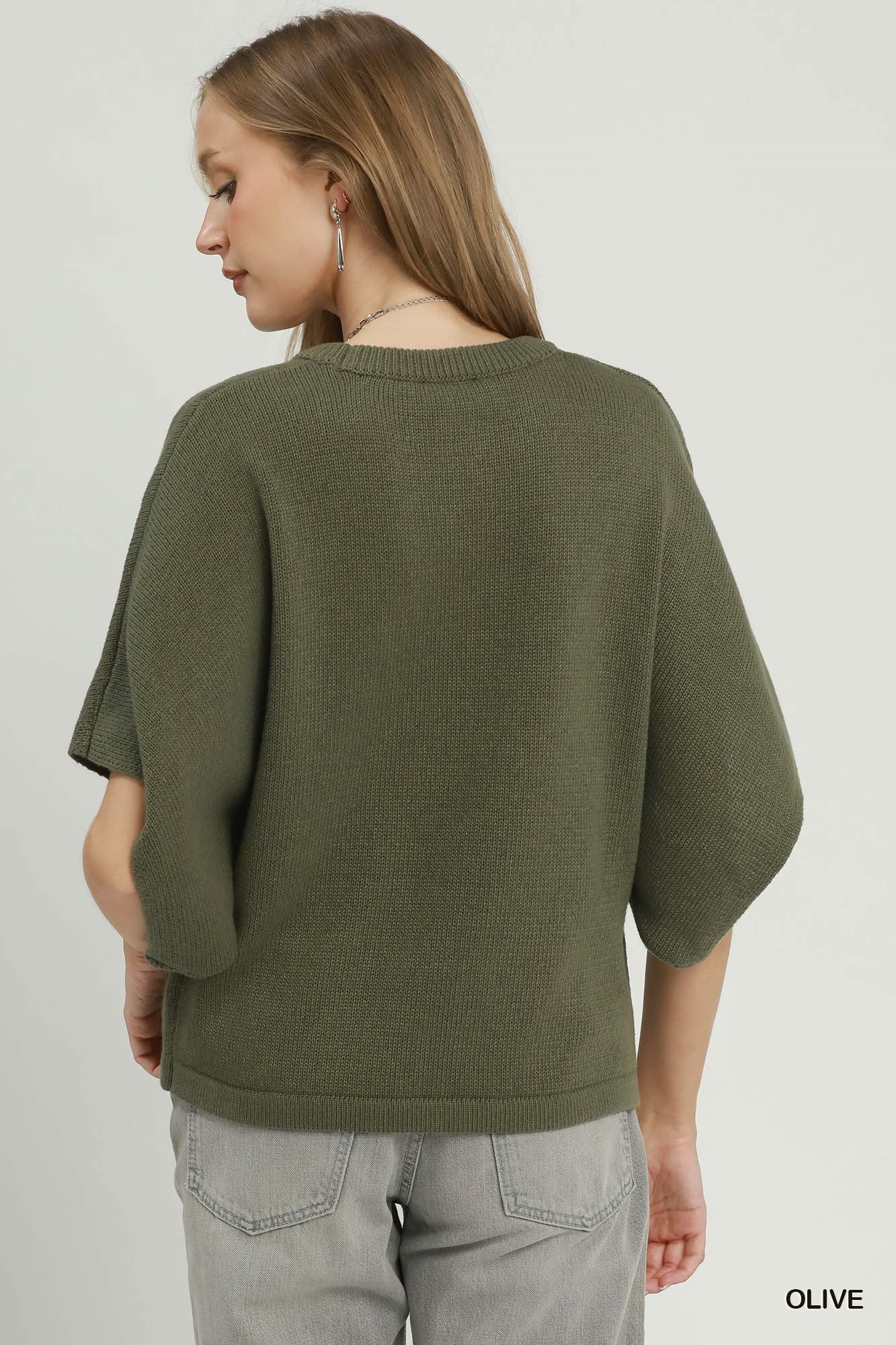 Oversized Short-Sleeve Poncho Sweater