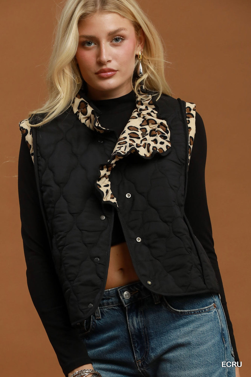 Reversible Ruffle Shoulder Vest