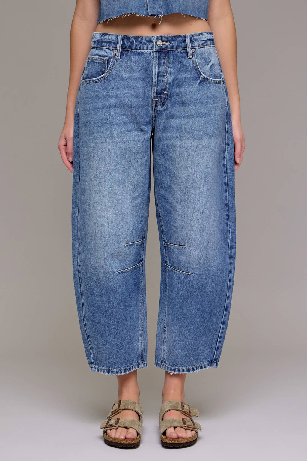Hidden Jeans Medium Dark 25" Inseam Crop Barrel Jeans