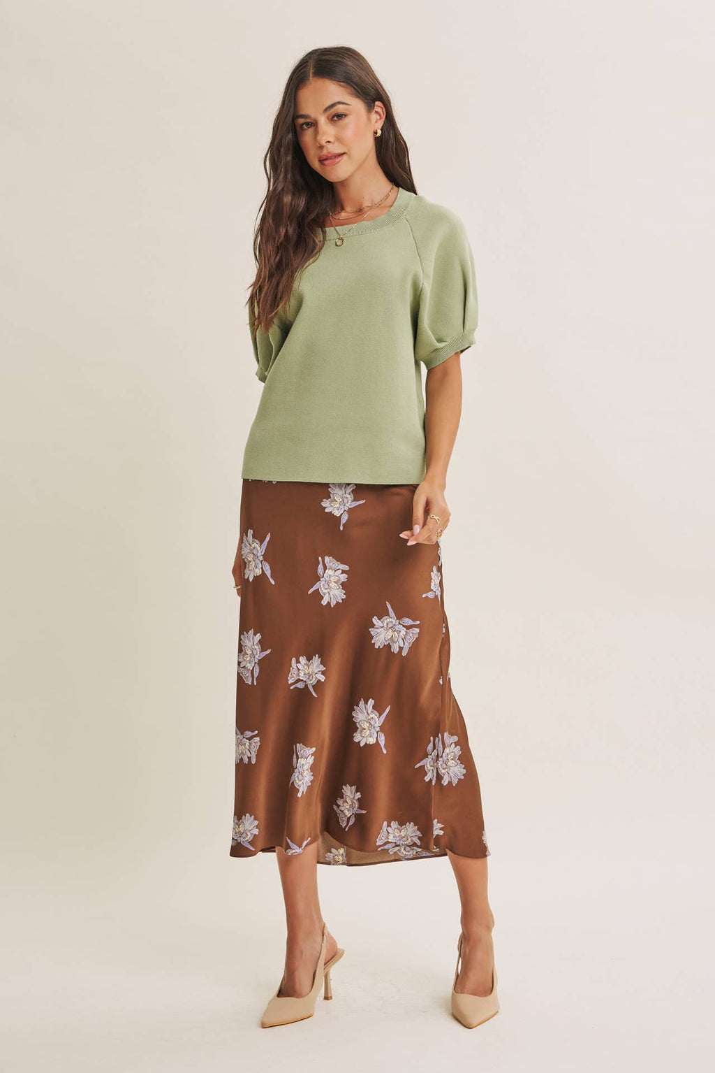 EASY VOLUME MOVEMENT BREATHABLE COTTON SWEATER WITH PUFF SLV