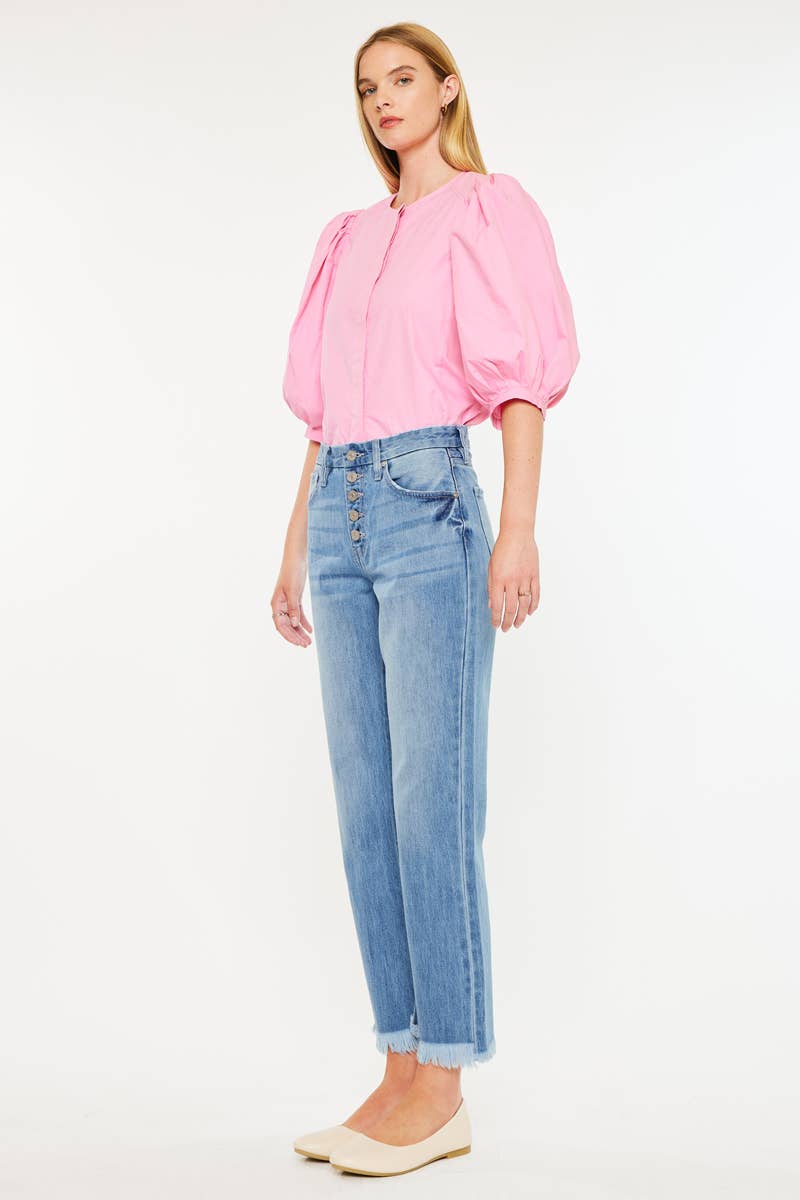 Kan Can Light Wash High Rise Straight Jean