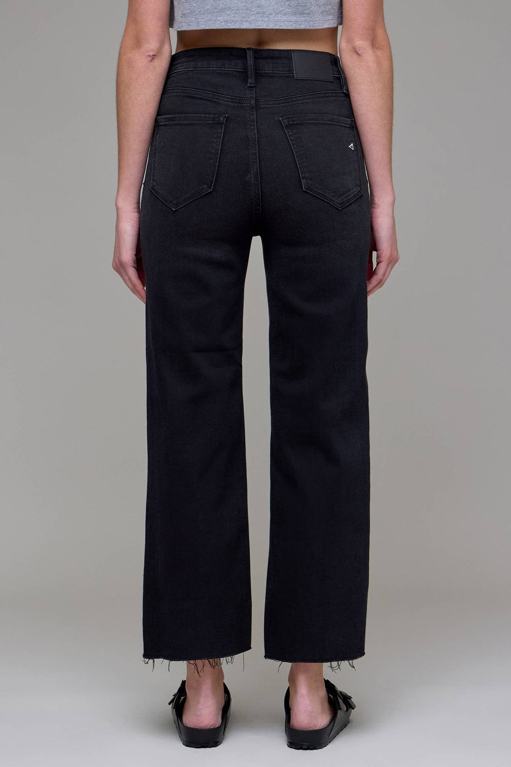 Hidden Jeans Black Wide Straight With Distressed Hem
