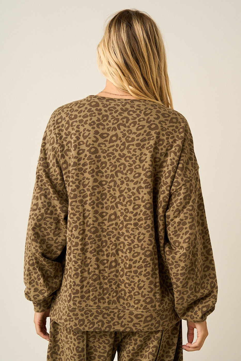 Leopard Print Oversized Long Sleeve Sweatshirt