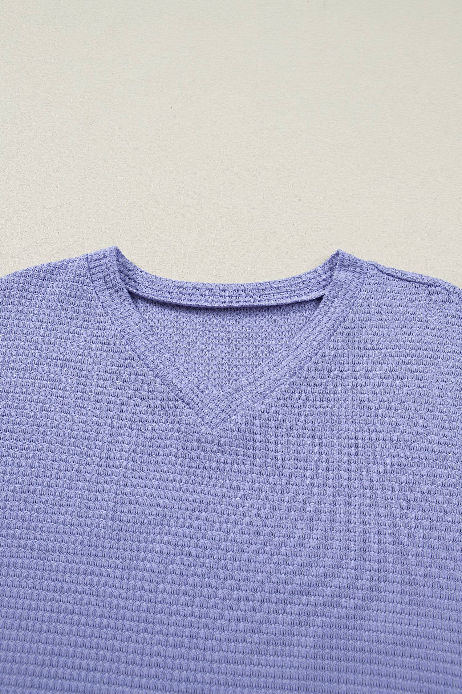 Waffle V-Neck Short Sleeve Knit Top
