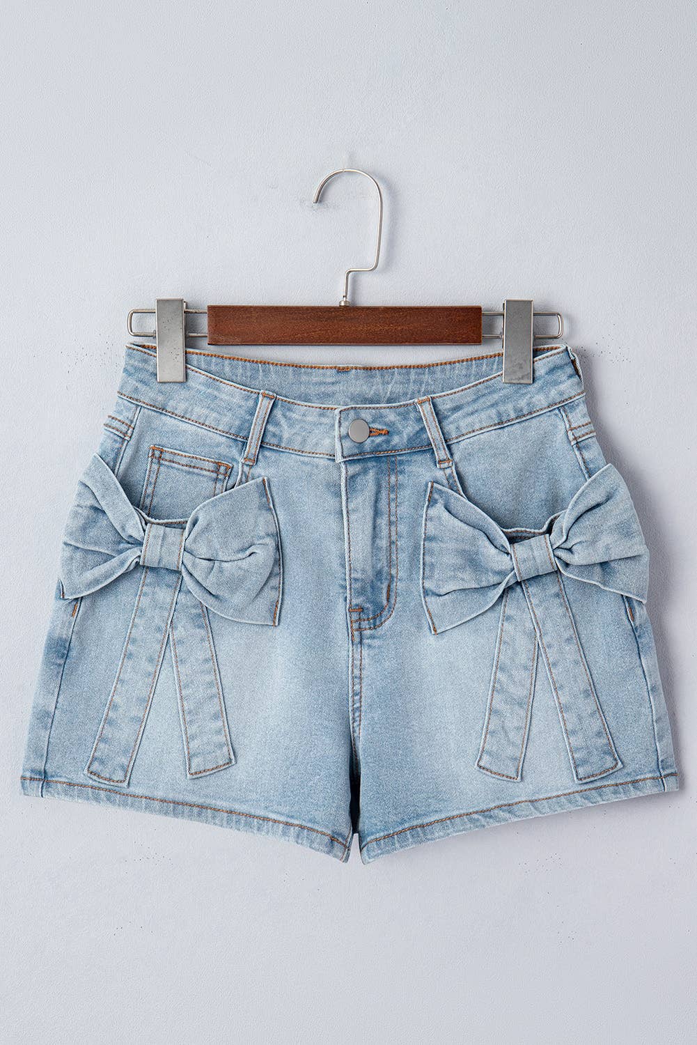 LDC Bow Detail Denim Shorts with Pockets