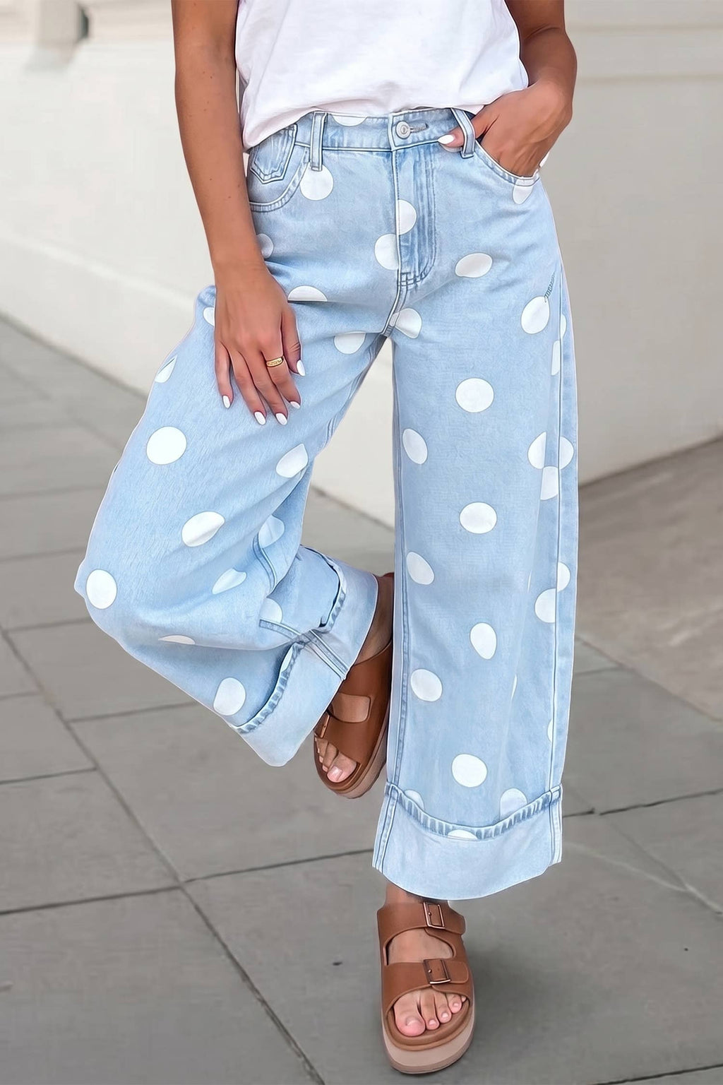 Casual Polka Dot Ankle Length Regular Jeans |4-16