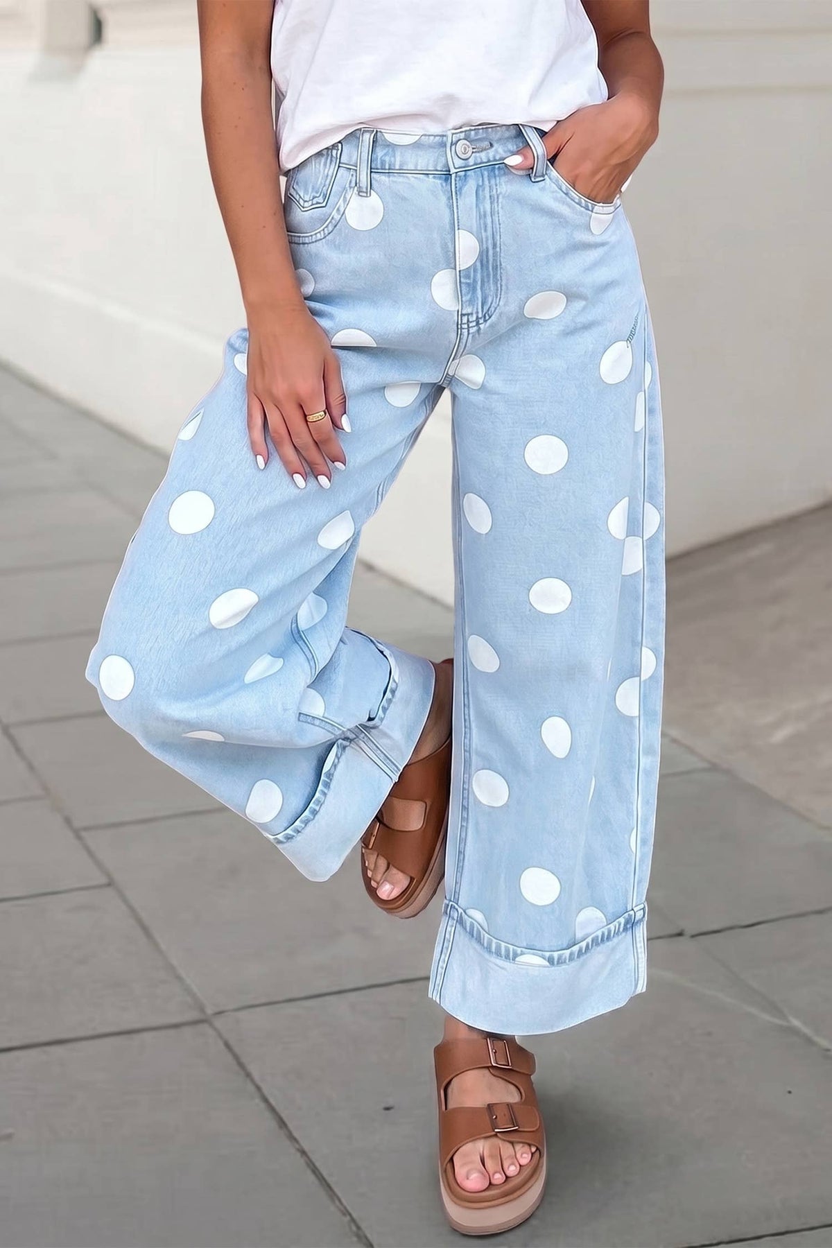 Casual Polka Dot Ankle Length Regular Jeans |4-16
