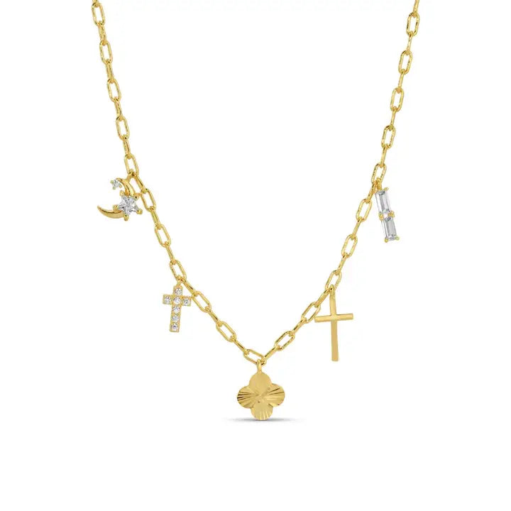 Faith Necklace with Cross & Charms