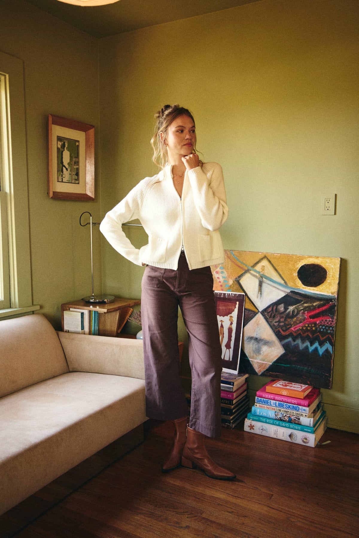 SEASONLESS STRETCHY COTTON LINEN ANKLE PANTS WITH POCKETS